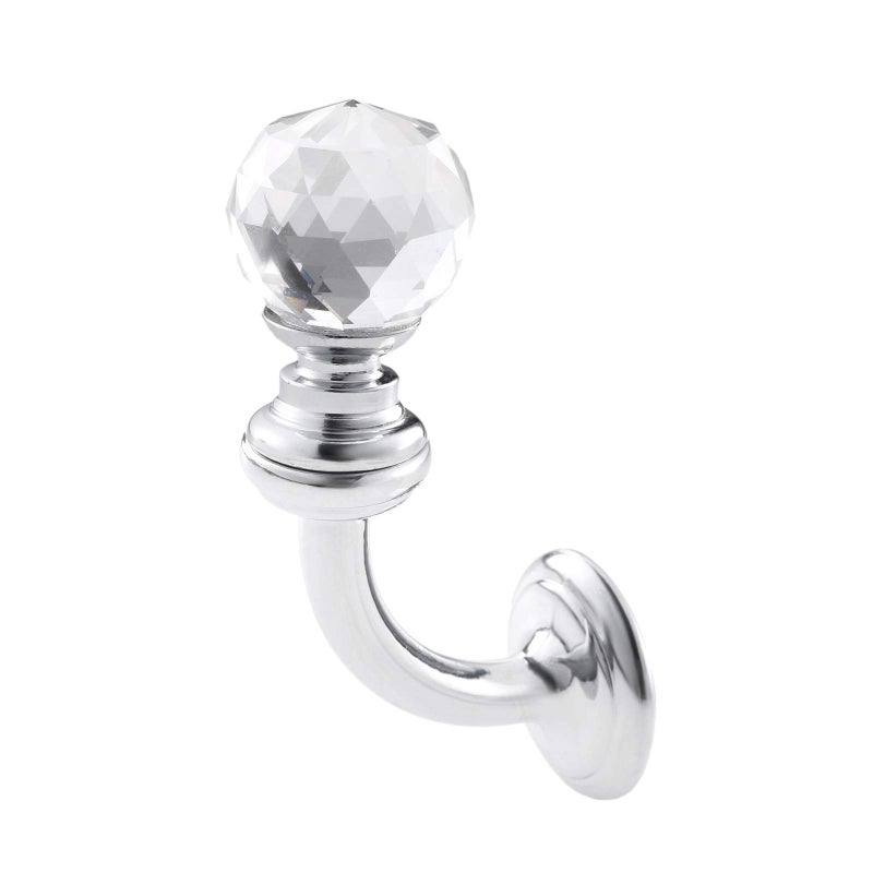 Mgoodoo 5pcs Small Crystal Hooks, 2.87x1.46inch Round Crystal Wall Coat Hat Hanger Holder,Sliver Wall Mounted Curtain Towel Hanger - Image 1
